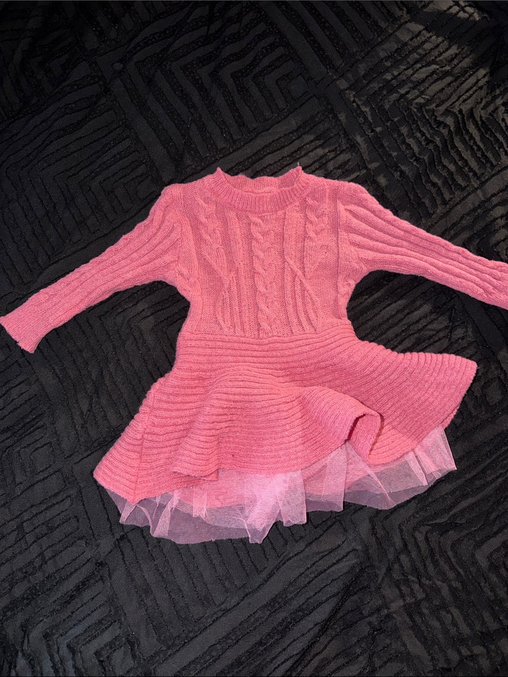 PatPat Pink Knit Tulle Skirt Dress